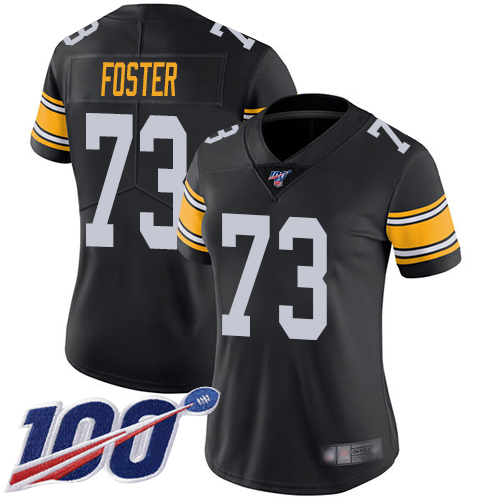 Women Pittsburgh Steelers Football #73 Limited Black Ramon Foster Alternate 100th Season Vapor Untouchable Nike NFL Jersey